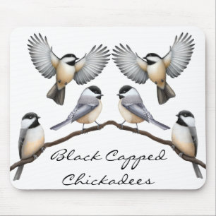Capped Chickadees Mousepad för anpassade svart Musmatta