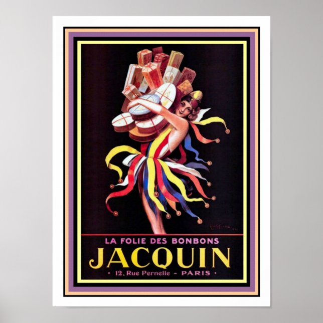 Cappiello Ad Poster för Jacquin Bonbons 12 x 16 (Framsidan)