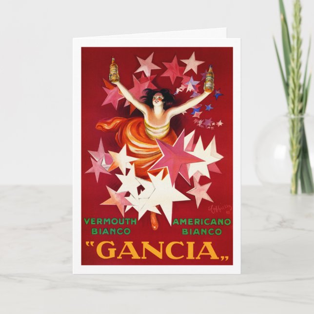 Cappiello kort eller inbjudan:  Gancia Vermouth (Framsida)