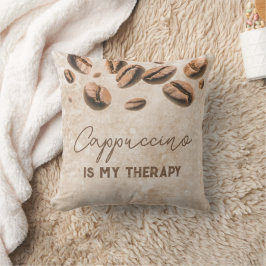 Cappuccino är min terapi Cute Funny som säger kaff Kudde