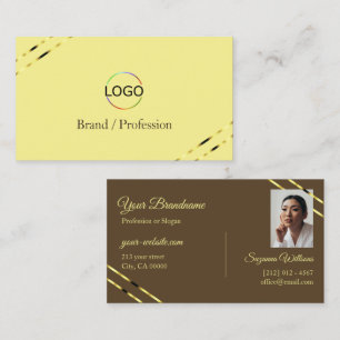 Cappuccino Beige Guldlinjer med logotyp och foto Visitkort