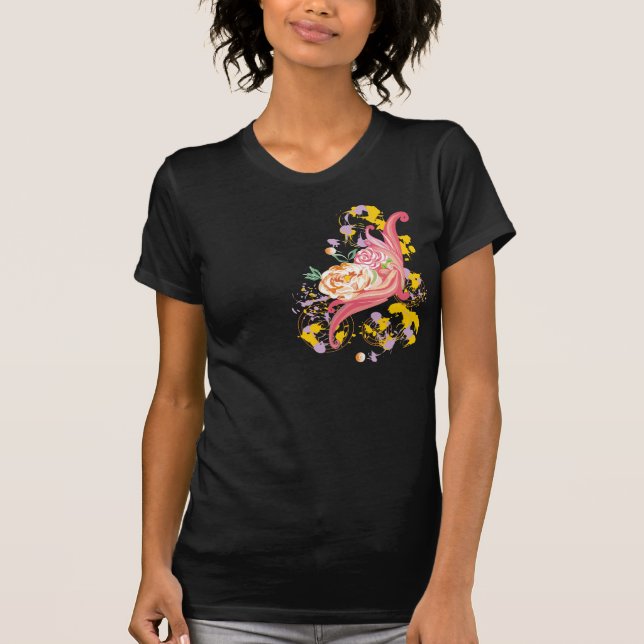 Cappuccino blommar skjortan t-shirt (Framsida)