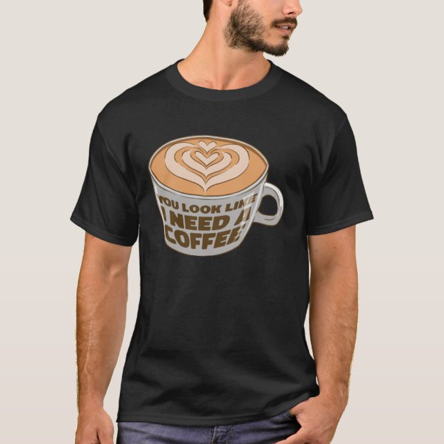 Cappuccino Coffee Bean Caffeine Quotes T Shirt (Framsida)