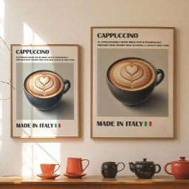 Cappuccino Coffee Print, italiensk latte Art Wall Poster