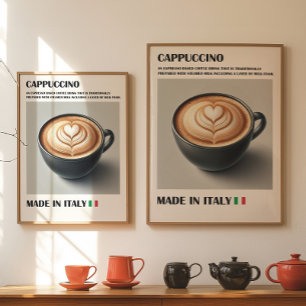 Cappuccino Coffee Print, italiensk latte Art Wall Poster