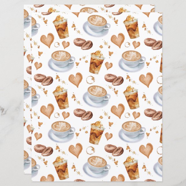 Cappuccino Coffee Scrapbook Papper (Fram/baksida)