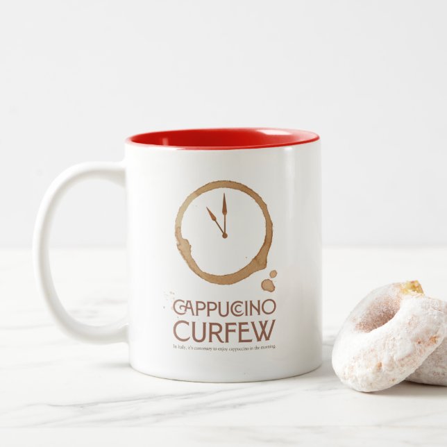 Cappuccino Curfew - 11AM Coffee Culture Mug Två-Tonad Mugg (Med munk)