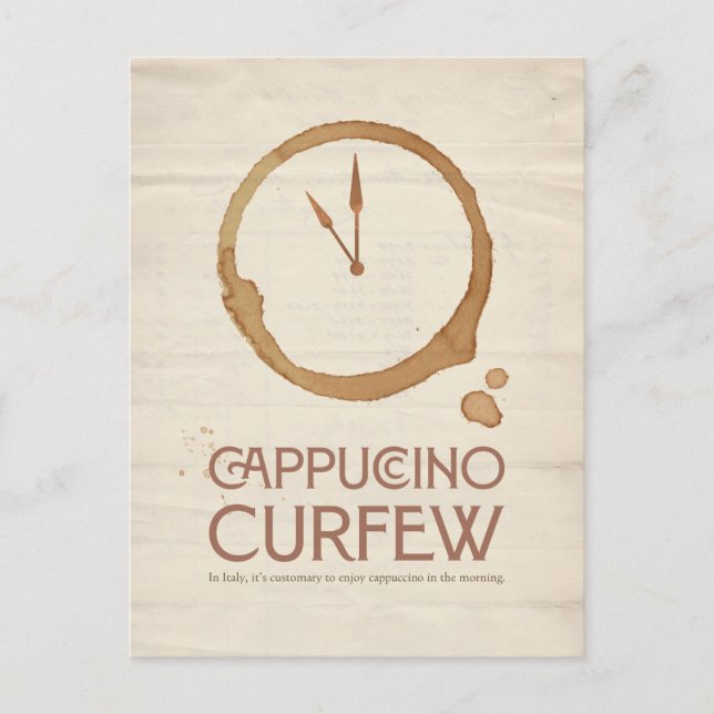Cappuccino Curfew – 11AM Coffee Postcard Helg Vykort (Framsida)
