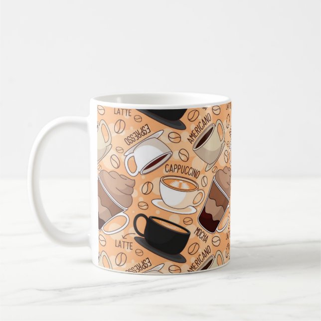 Cappuccino, Espresso, Latte, Mocha, Americano Roli Kaffemugg (Vänster)