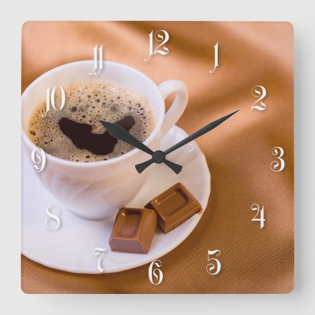 Cappuccino Fyrkantig Klocka (Framsida)