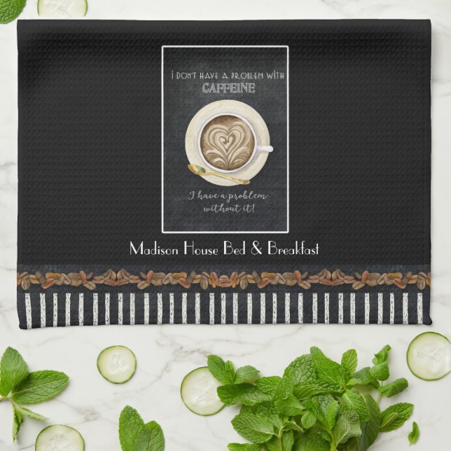 Cappuccino Heart Art Caffeine Coffe Bed Breakfast  Kökshandduk (Vikta)