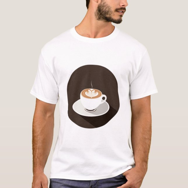 Cappuccino i svart cirkel t shirt (Framsida)