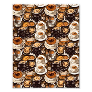 Cappuccino-kaffe Oil Paint Mönster Fototryck