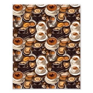 Cappuccino-kaffe Oil Paint Mönster Fototryck
