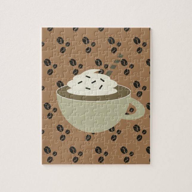 Cappuccino Kaffeälskare Kaffebohne Kopp Pussel (Vertikal)
