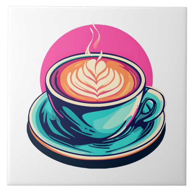 Cappuccino kaffekopp kakelplatta (Framsidan)