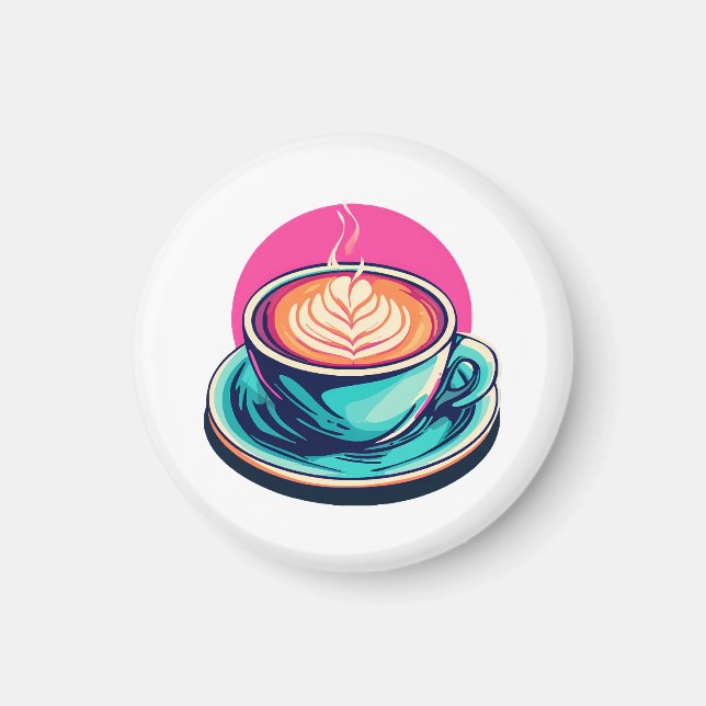 Cappuccino kaffekopp magnet (Framsidan)