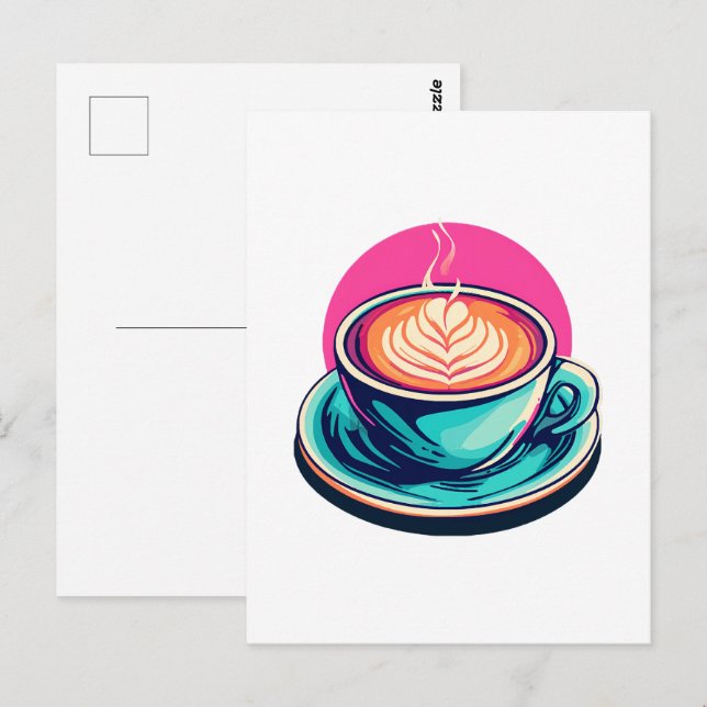 Cappuccino kaffekopp vykort (Fram/baksida)