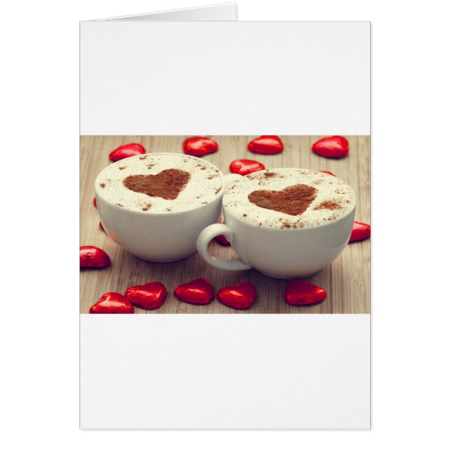 Cappuccino Kärlek Chocolate Hearts Hälsningskort (Framsidan)