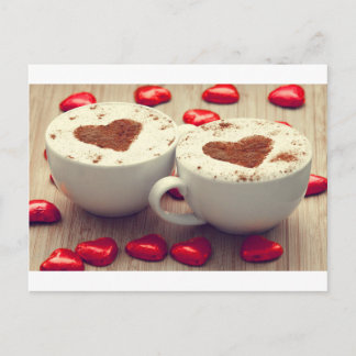 Cappuccino Kärlek Chocolate Hearts Vykort