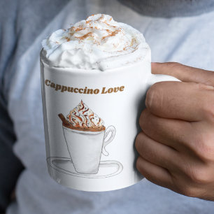 Cappuccino Kärlek Vattenfärg Med Kanel Kaffemugg