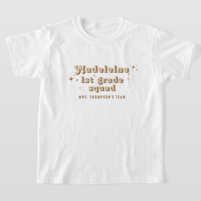 Cappuccino Lärare Namn Team Square valfri Klass T Shirt (Laydown)
