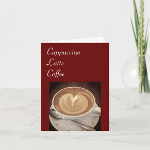 Cappuccino, latte, kaffekort kort