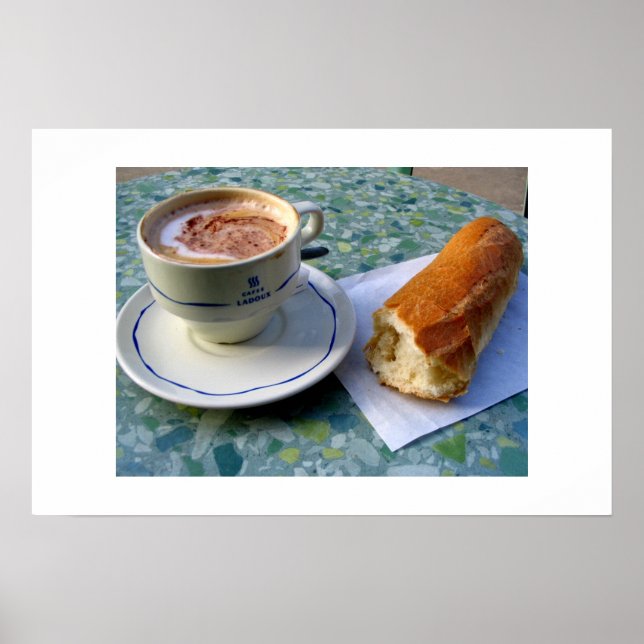 Cappuccino och Baguette Poster (Framsidan)