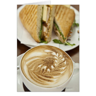 Cappuccino och panini-lunch hälsningskort