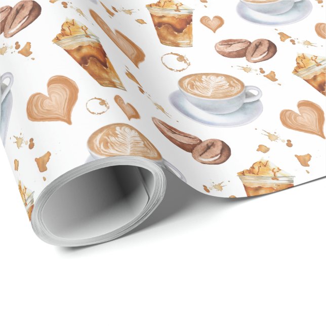 Cappuccino Wrapping Papper Presentpapper (Rullad Hörn)
