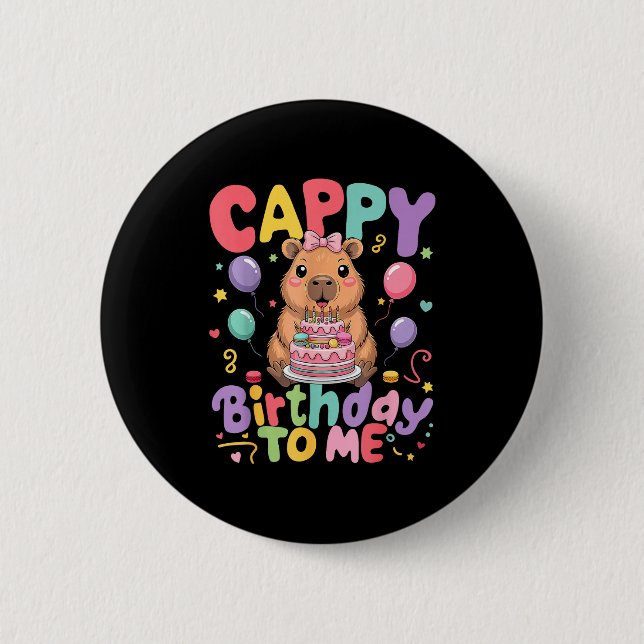Cappy Birthday To Me Cute Capy Capybara Birthday G Knapp (Framsida)