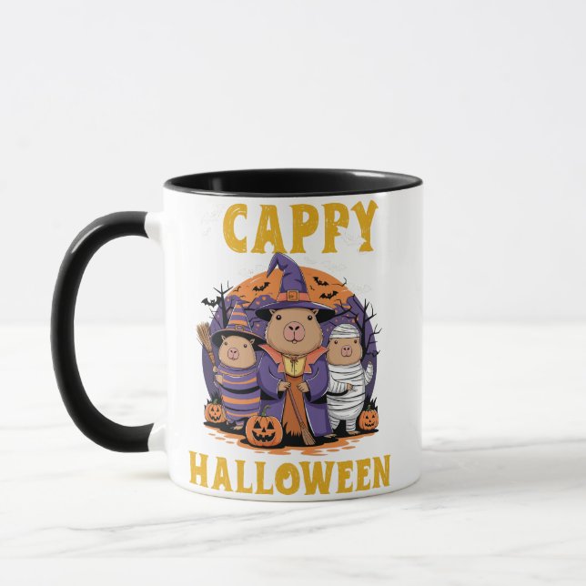 "Cappy Halloween Capybara Pumpkin Mugg - Cute Funn (Vänster)