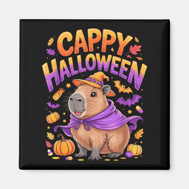 Cappy Halloween Capybara Witch  Magnet (Framsidan)