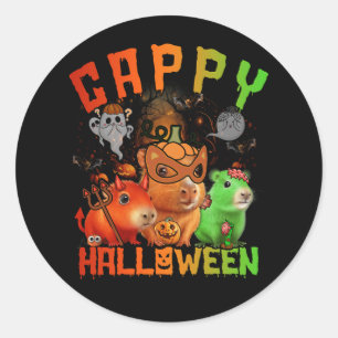 Cappy Halloween Cute Capybara Djävulen Zombie Pump Runt Klistermärke
