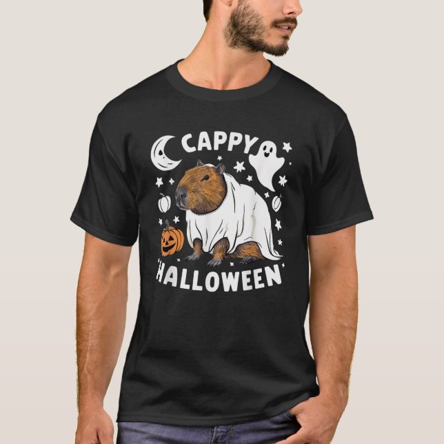Cappy Halloween Cute Capybara Ghost Costume T Shirt (Framsida)