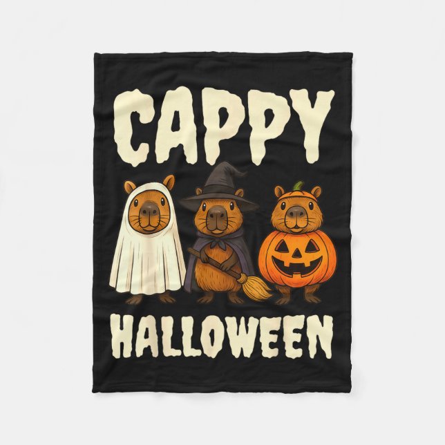 Cappy Halloween Funny Capybara Ghost Witch Pumpkin Fleecefilt (Framsidan)