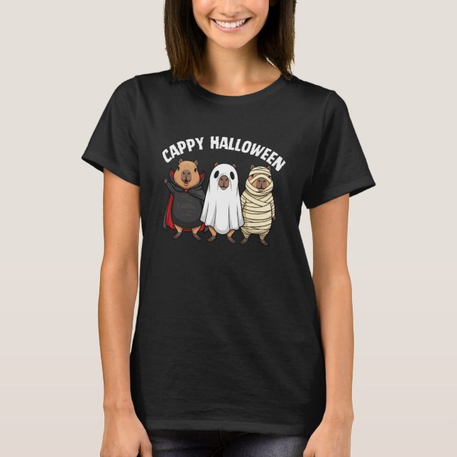 Cappy Halloween Rolig Capybara Vampire Spöke Mummy T Shirt (Framsida)