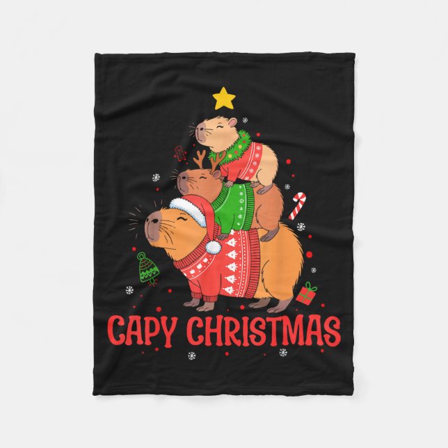 Cappy Holidays Capybara Christmas Cute Capy Xmas T Fleecefilt (Framsidan)