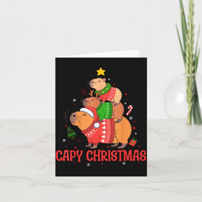 Cappy Holidays Capybara Christmas Cute Capy Xmas T Kort (Framsida)