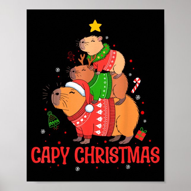 Cappy Holidays Capybara Christmas Cute Capy Xmas T Poster (Framsidan)