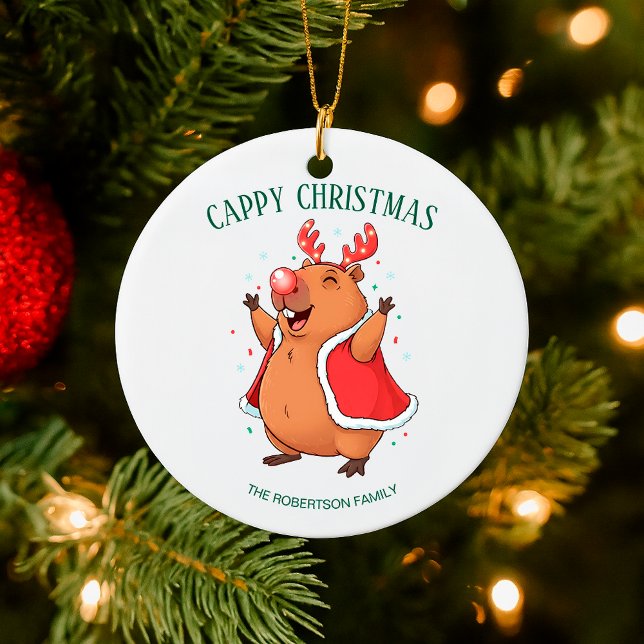 Cappy jul Funny Capybara Helgdag Decor Julgransprydnad Keramik (Skapare uppladdad)