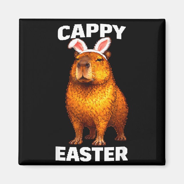 Cappy påsk rolig capybara kaninöron djur meme magnet (Framsidan)