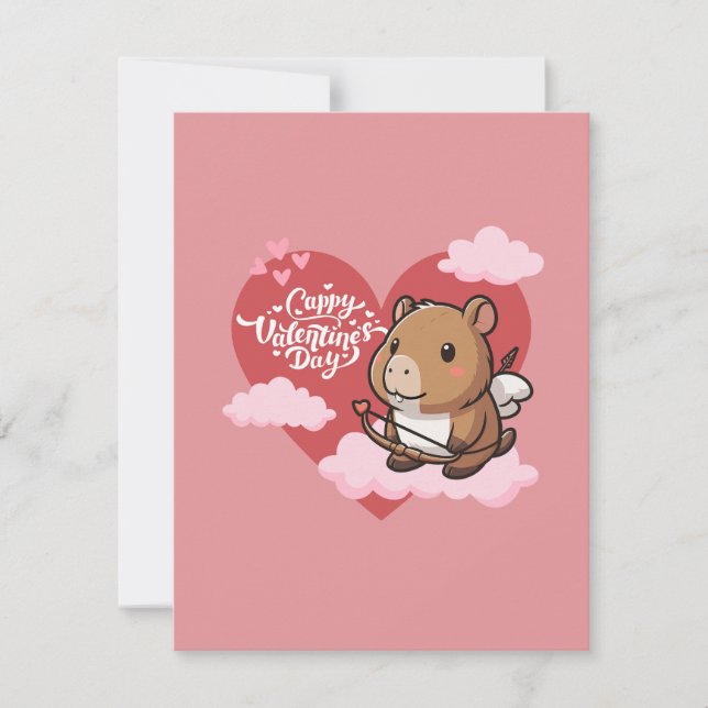 Cappy Valentindagen | Cute Capybara Cupid-kort Anteckningskort (Framsida)