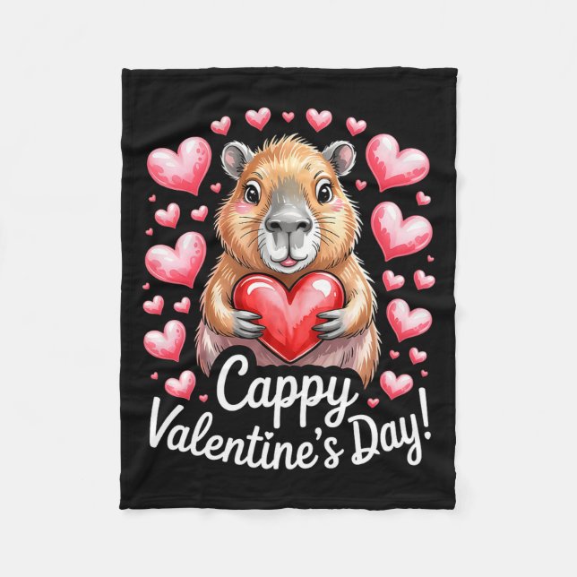 Cappy Valentine’s Day Cute Capybara Heart Design P Fleecefilt (Framsidan)