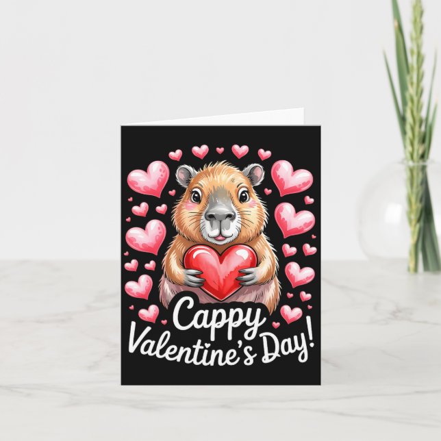 Cappy Valentine’s Day Cute Capybara Heart Design P Kort (Framsida)