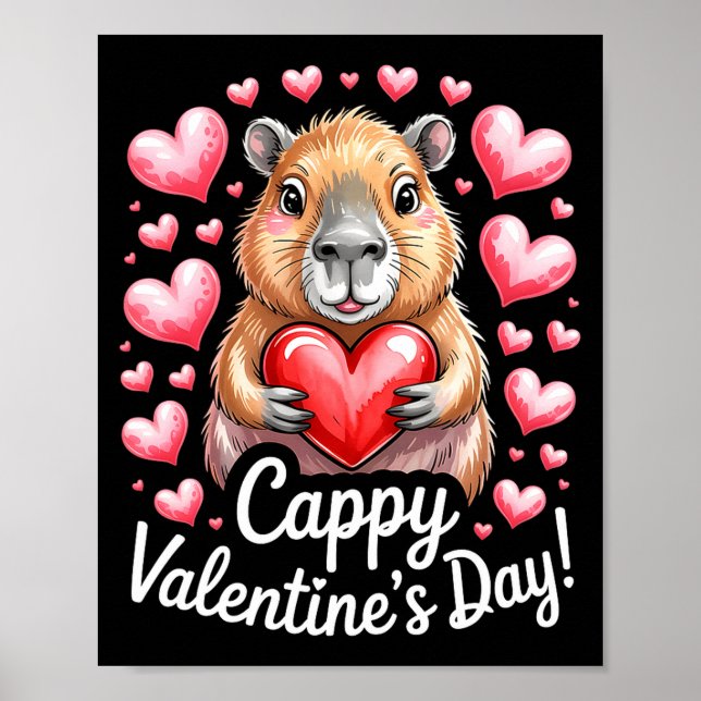 Cappy Valentine’s Day Cute Capybara Heart Design P Poster (Framsidan)