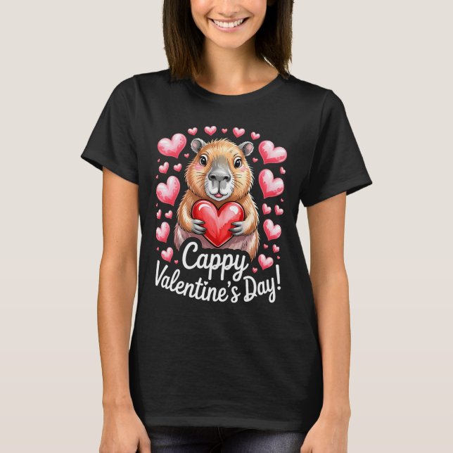 Cappy Valentine’s Day Cute Capybara Heart Design P T Shirt (Framsida)