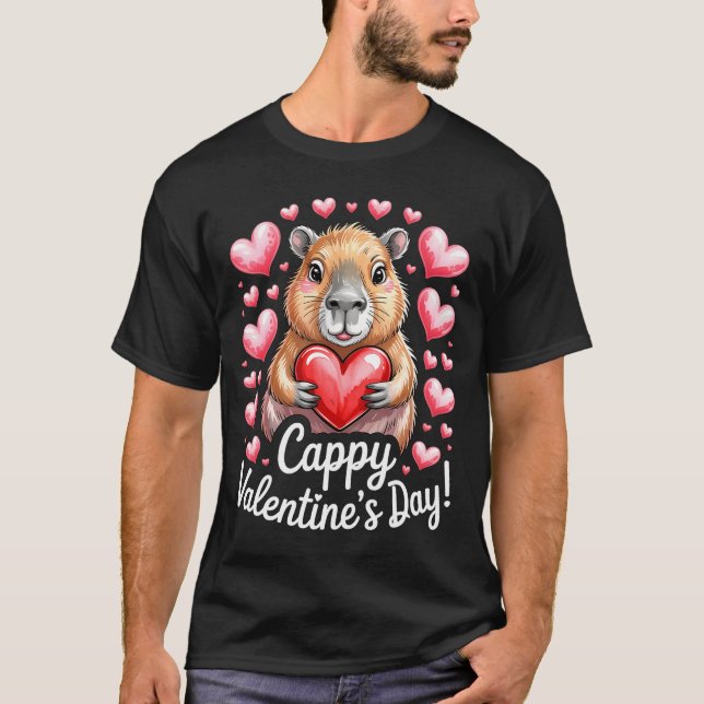 Cappy Valentine’s Day Cute Capybara Heart Design P T Shirt (Framsida)