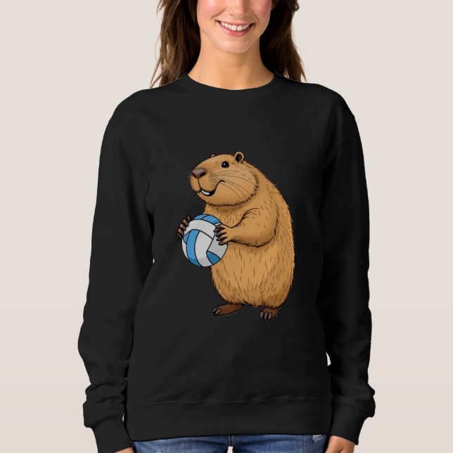 Cappy Volleyball Player Cute Capybara Sports Art T Shirt (Framsida)