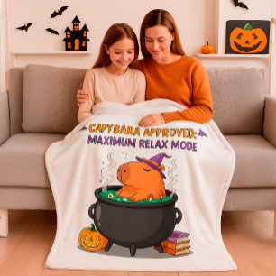 Cappybara Halloween Witch Wizard Cauldron Mysigt Fleecefilt